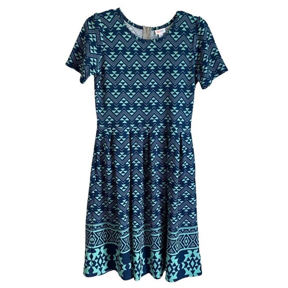 LulaRoe Amelia Dress with Pockets Blue Green XL NEW with Tags - Picture 4 of 12